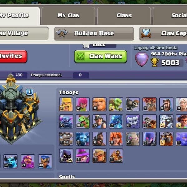 Town Hall 17 | 4870 Gems | 5 Heros